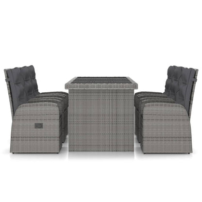 7-piece garden dining set with cushions poly rattan grey