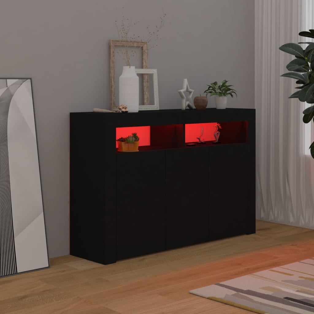 Sideboard mit LED-Leuchten Schwarz 115,5x30x75 cm