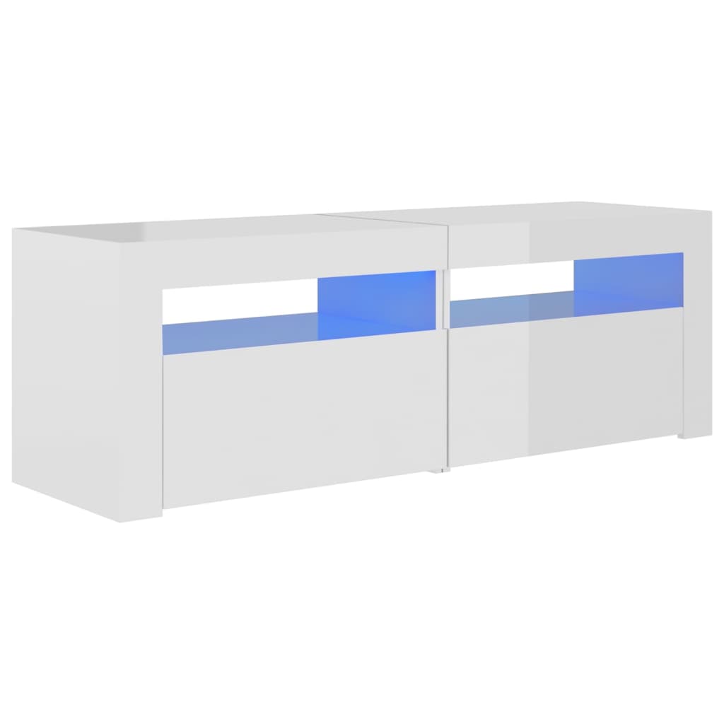 TV-Schrank mit LED-Leuchten Hochglanz-Weiß 120x35x40 cm