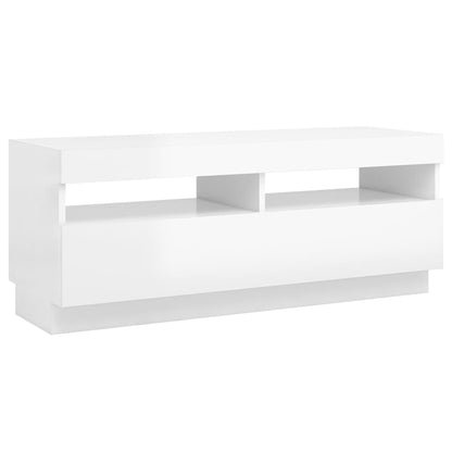 TV-Schrank mit LED-Leuchten Hochglanz-Weiß 100x35x40 cm