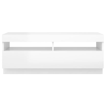 TV-Schrank mit LED-Leuchten Hochglanz-Weiß 100x35x40 cm