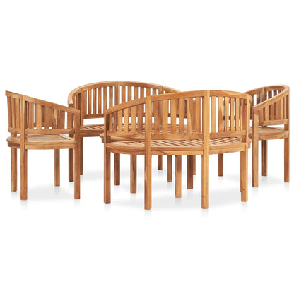 5-tlg. Garten-Lounge-Set Massivholz Teak