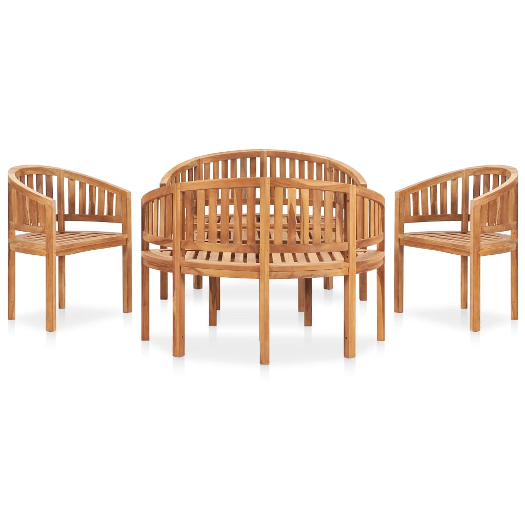 5-tlg. Garten-Lounge-Set Massivholz Teak