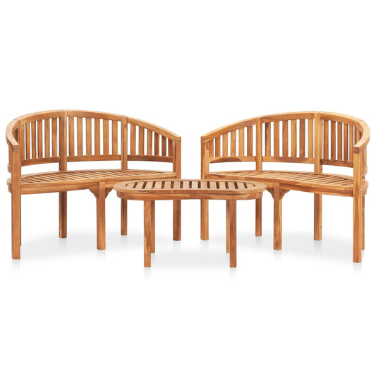 3-tlg. Garten-Lounge-Set Massivholz Teak