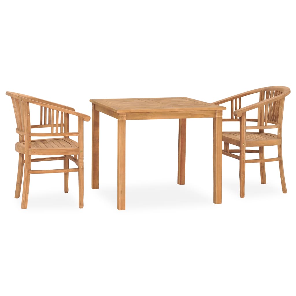 3-piece garden dining set made of solid teak wood