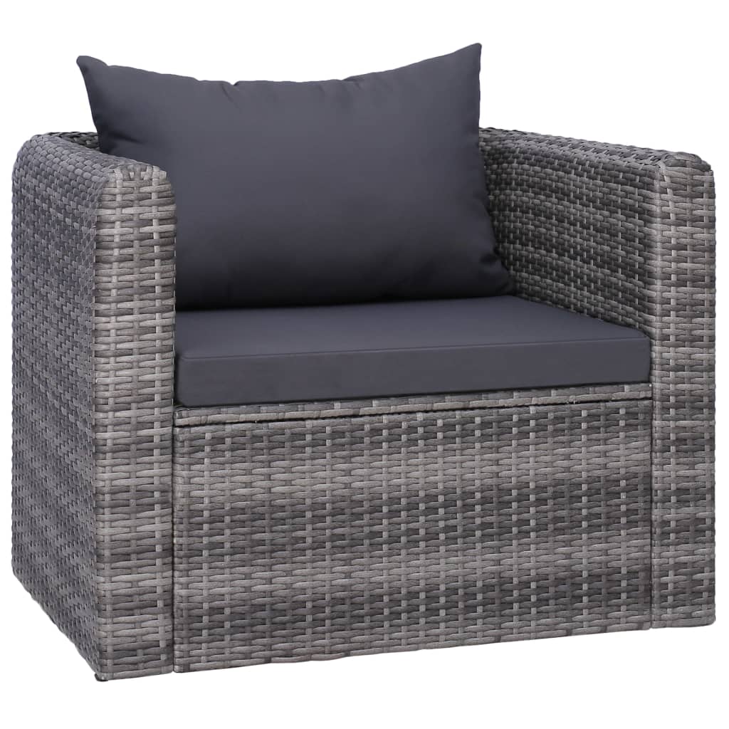 8-piece garden lounge set with cushions poly rattan grey