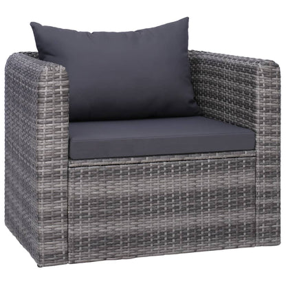 8-piece garden lounge set with cushions poly rattan grey