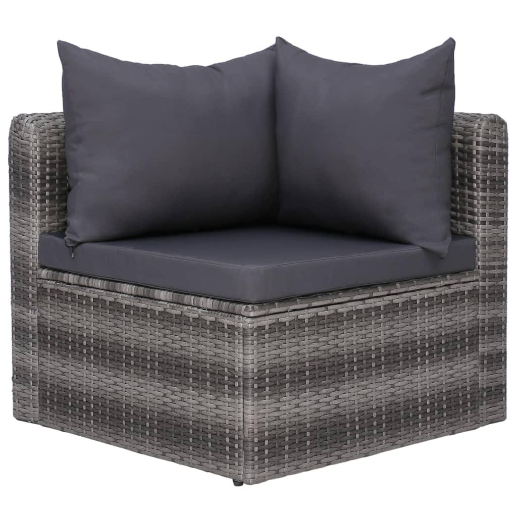 8-piece garden lounge set with cushions poly rattan grey