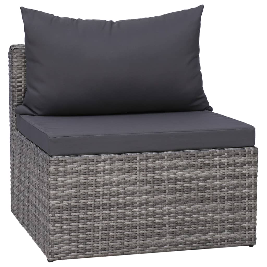 8-piece garden lounge set with cushions poly rattan grey