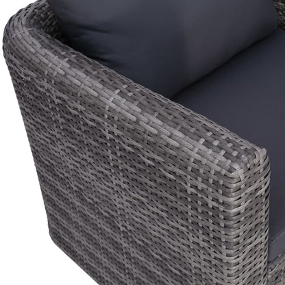 8-piece garden lounge set with cushions poly rattan grey