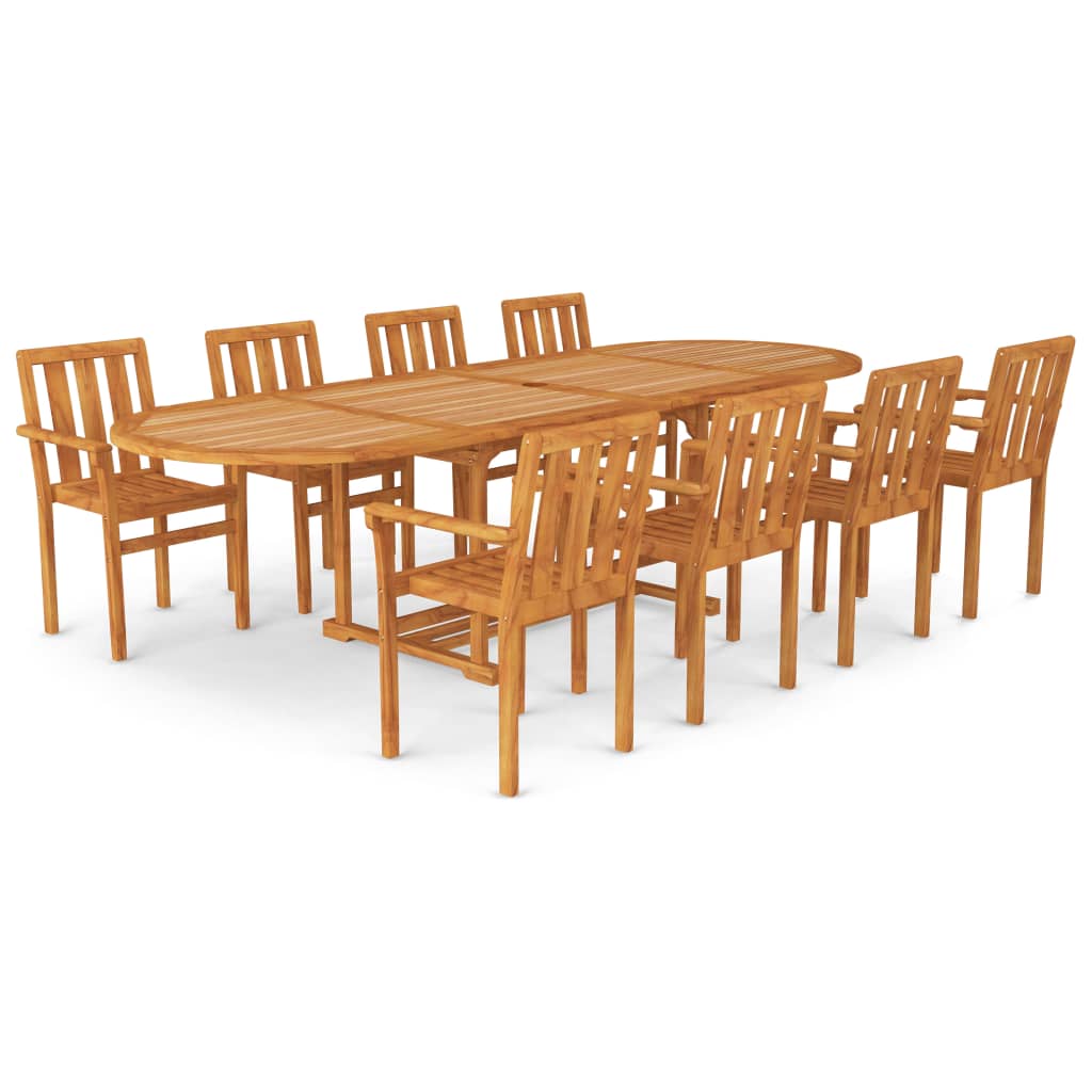 9-piece garden dining set made of solid teak wood