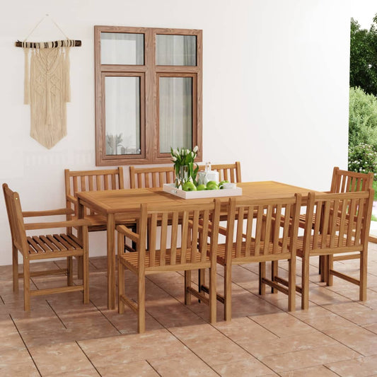 9-piece garden dining set solid teak