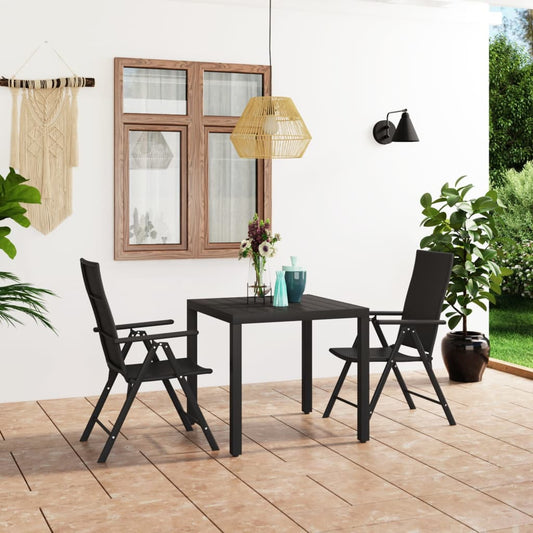 3-piece garden dining set black