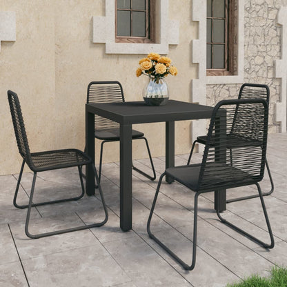 5-tlg. Garten-Essgruppe PVC Rattan Schwarz