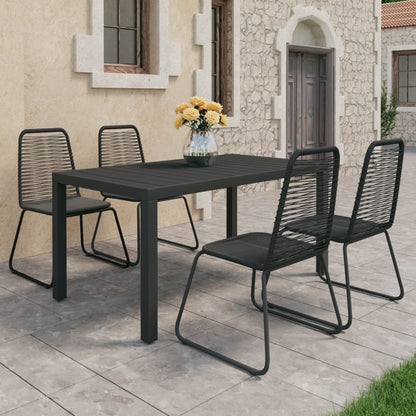 5-tlg. Garten-Essgruppe PVC Rattan Schwarz