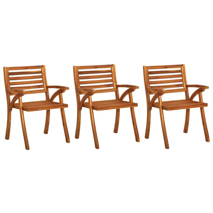 Garden dining chairs with cushions 3 pcs. Solid wood acacia