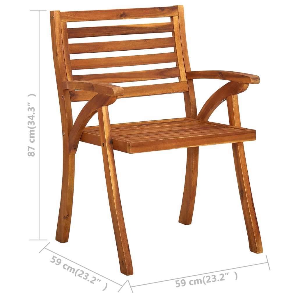 Garden dining chairs with cushions 3 pcs. Solid wood acacia