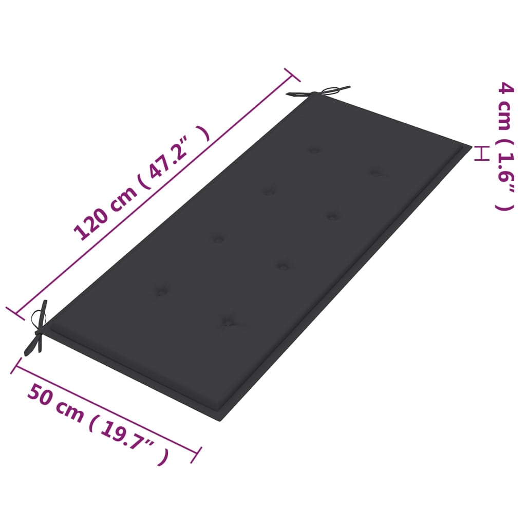 2-Sitzer-Gartenbank mit Auflage 120 cm Massivholz Eukalyptus