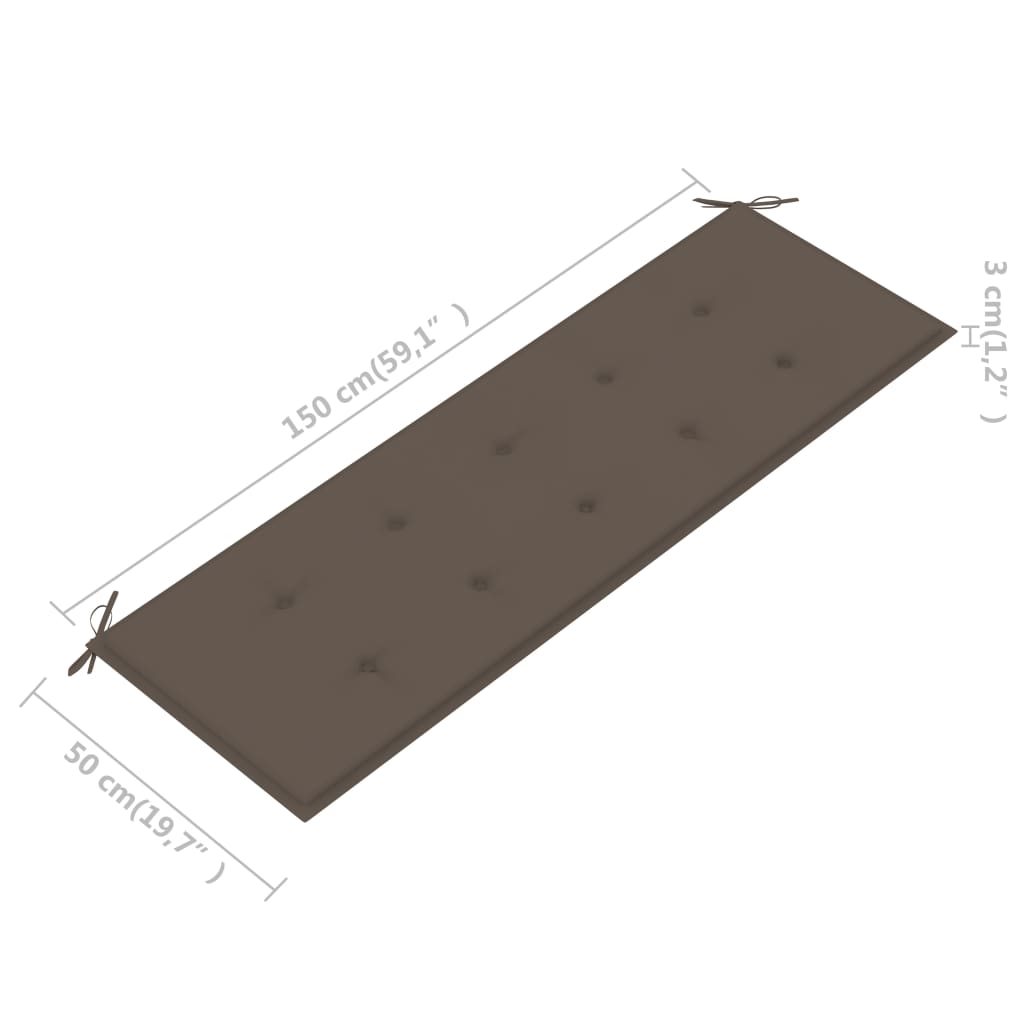 3-Sitzer-Gartenbank mit Auflage 150 cm Massivholz Eukalyptus