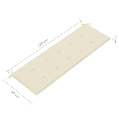 3-Sitzer-Gartenbank mit Auflage 150 cm Grau Eukalyptusholz