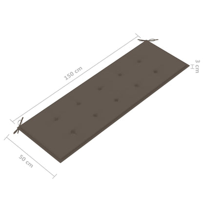 3-Sitzer-Gartenbank mit Auflage 150 cm Grau Eukalyptusholz