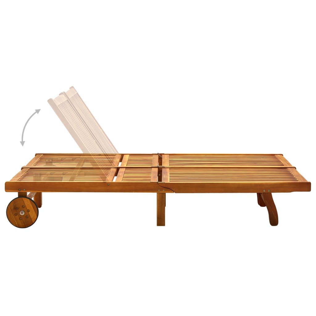 2-person sun lounger with cushions made of solid acacia wood