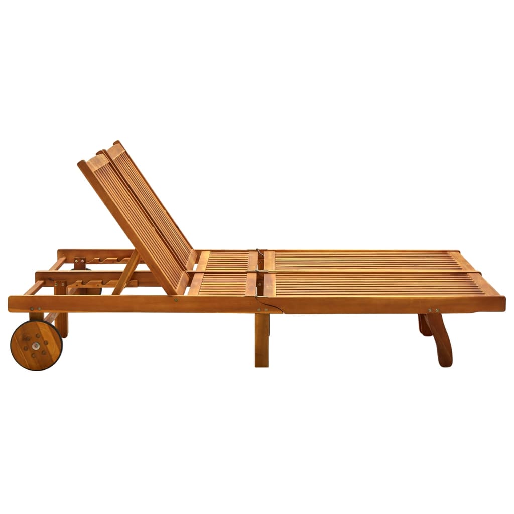 2-person sun lounger with cushions made of solid acacia wood