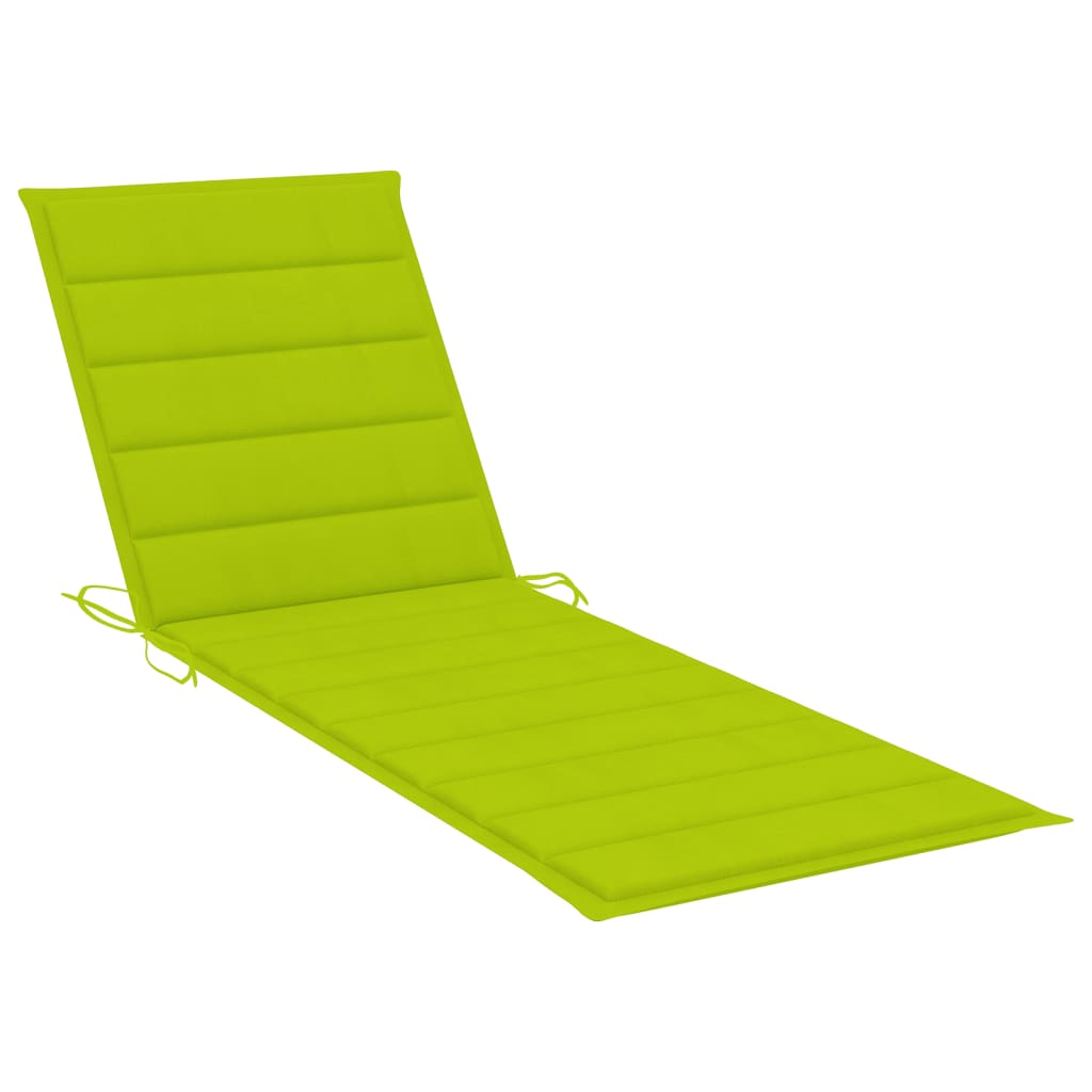 Sun lounger with cushion made of solid acacia wood and stainless steel