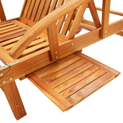 Sun lounger with cushion made of solid acacia wood