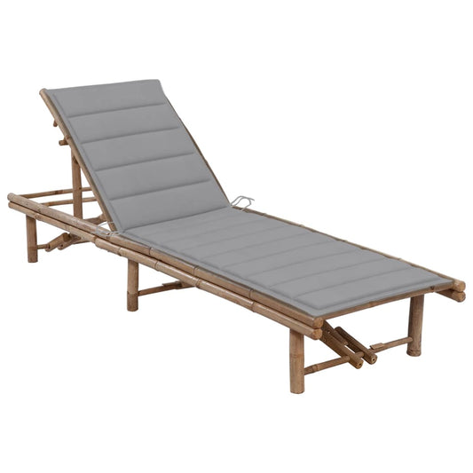 Garden sun lounger with bamboo cushion