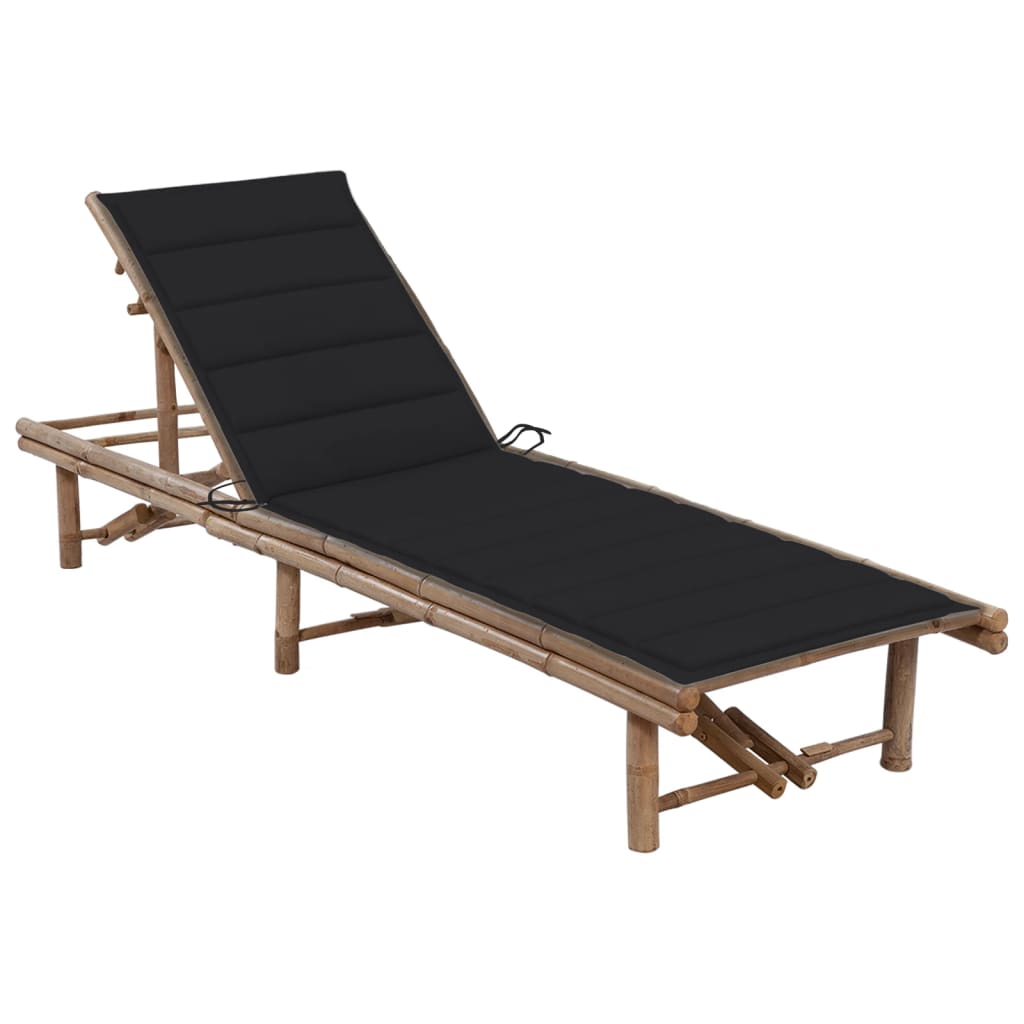 Garden sun lounger with bamboo cushion