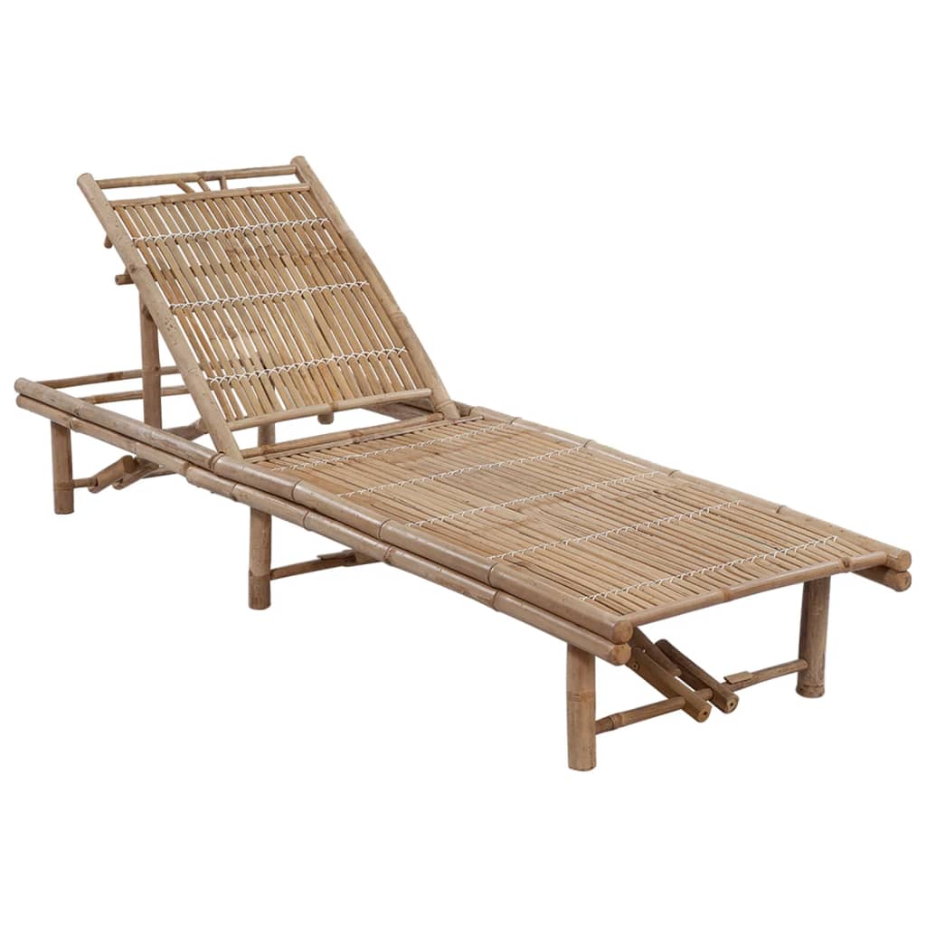 Garden sun lounger with bamboo cushion