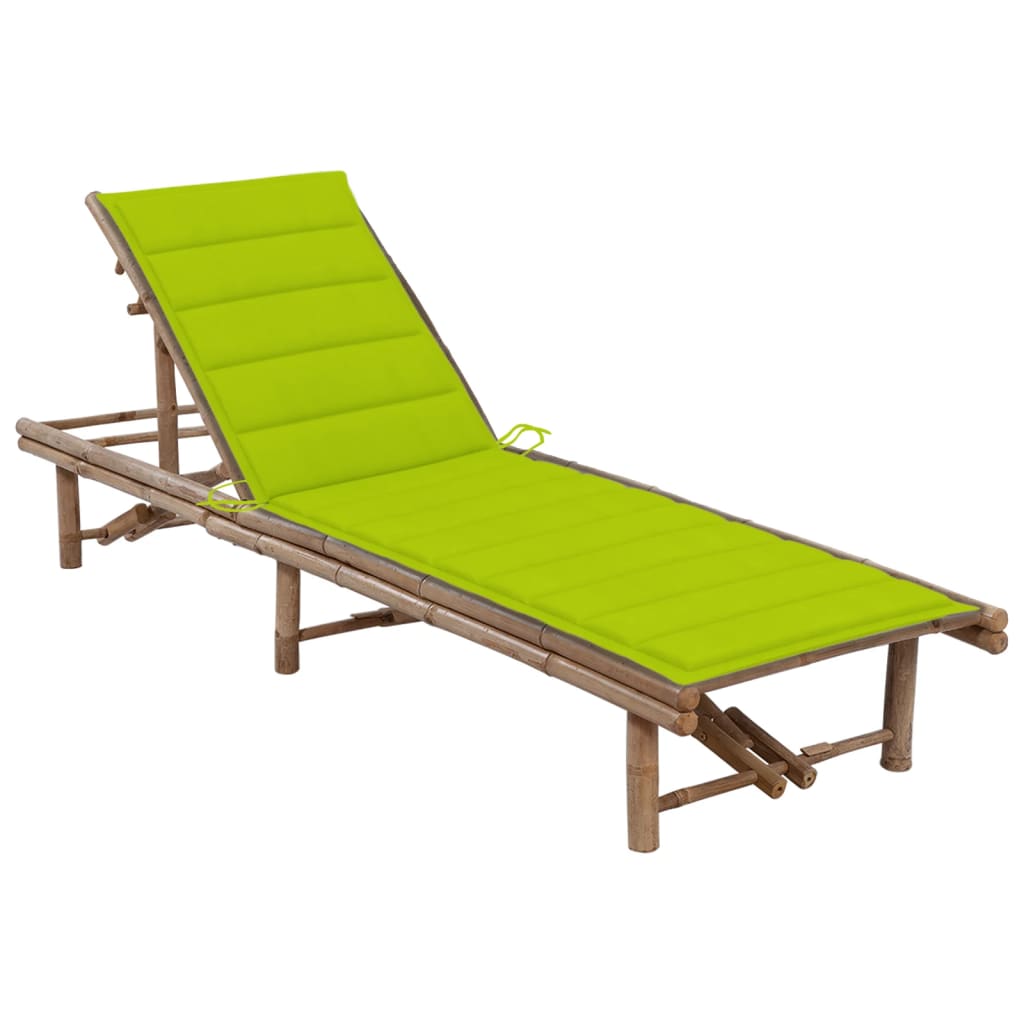 Garden sun lounger with bamboo cushion