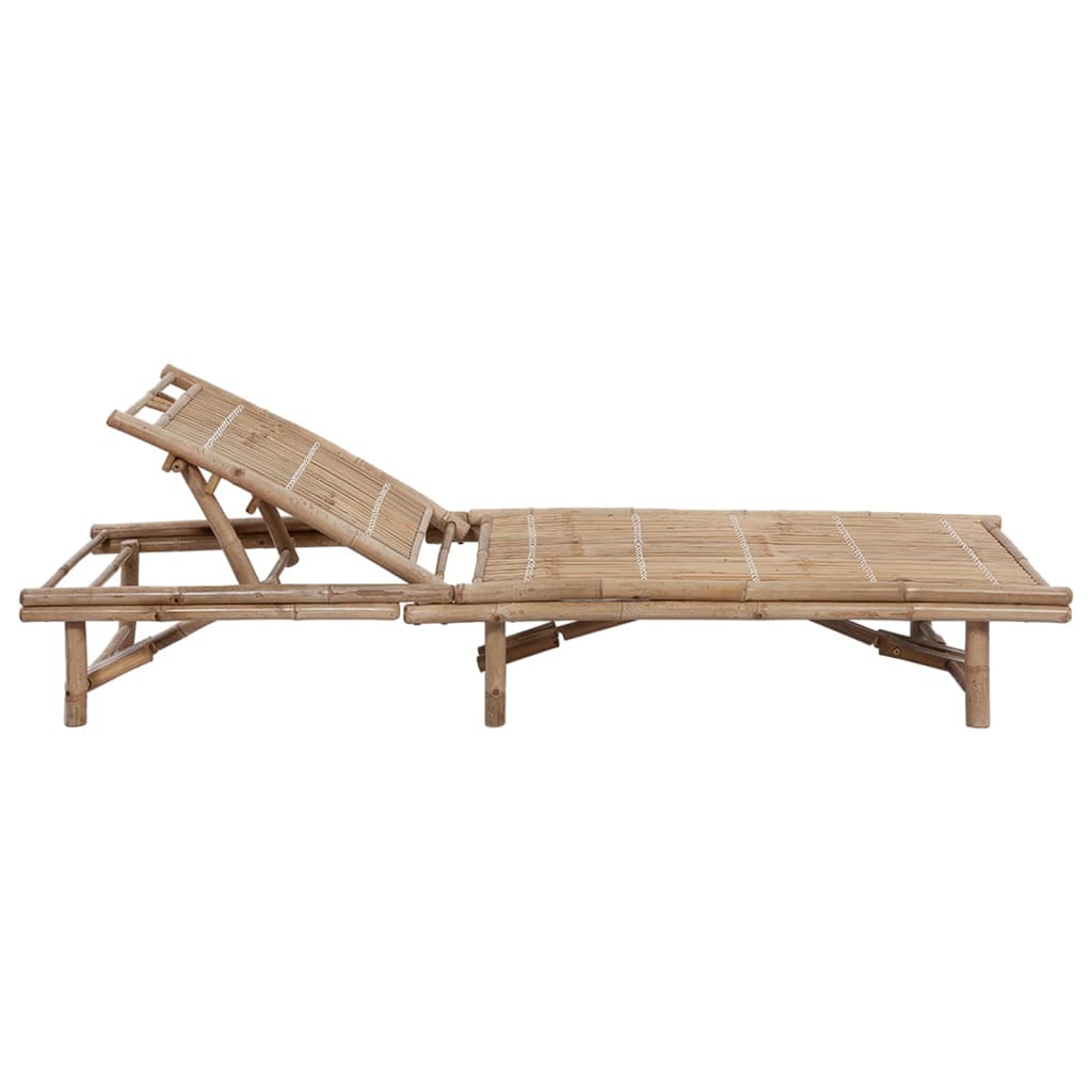 Garden sun lounger with bamboo cushion