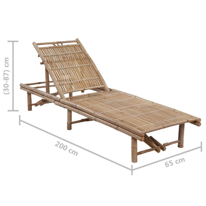 Garden sun lounger with bamboo cushion