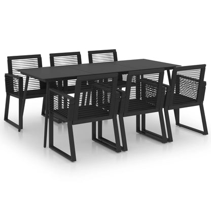 7-piece garden dining set PVC rattan black