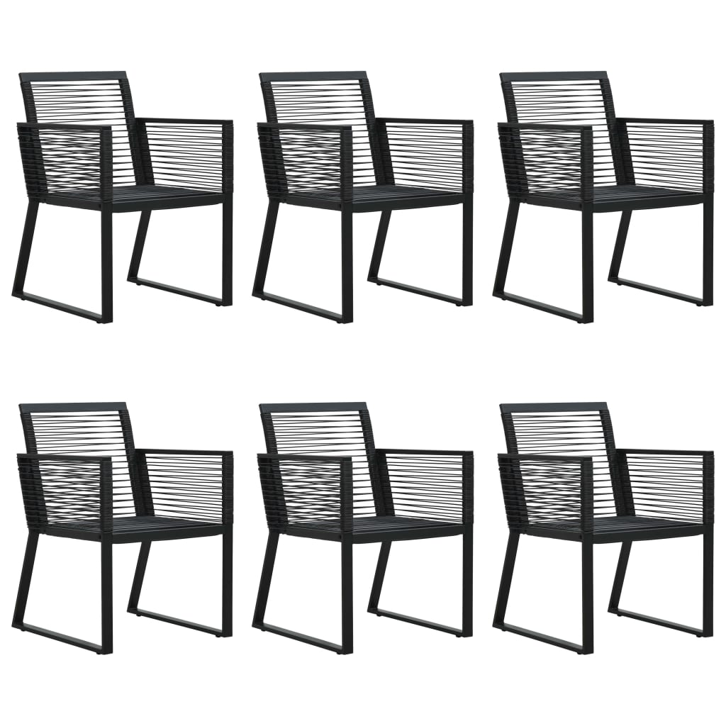 7-piece garden dining set PVC rattan black