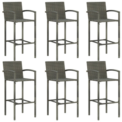 7-tlg. Garten-Bar-Set mit Armlehnen Poly Rattan Grau