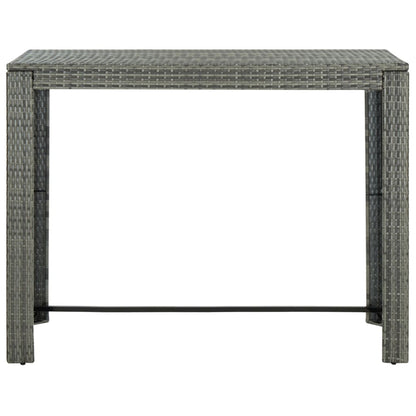 7-tlg. Garten-Bar-Set mit Armlehnen Poly Rattan Grau