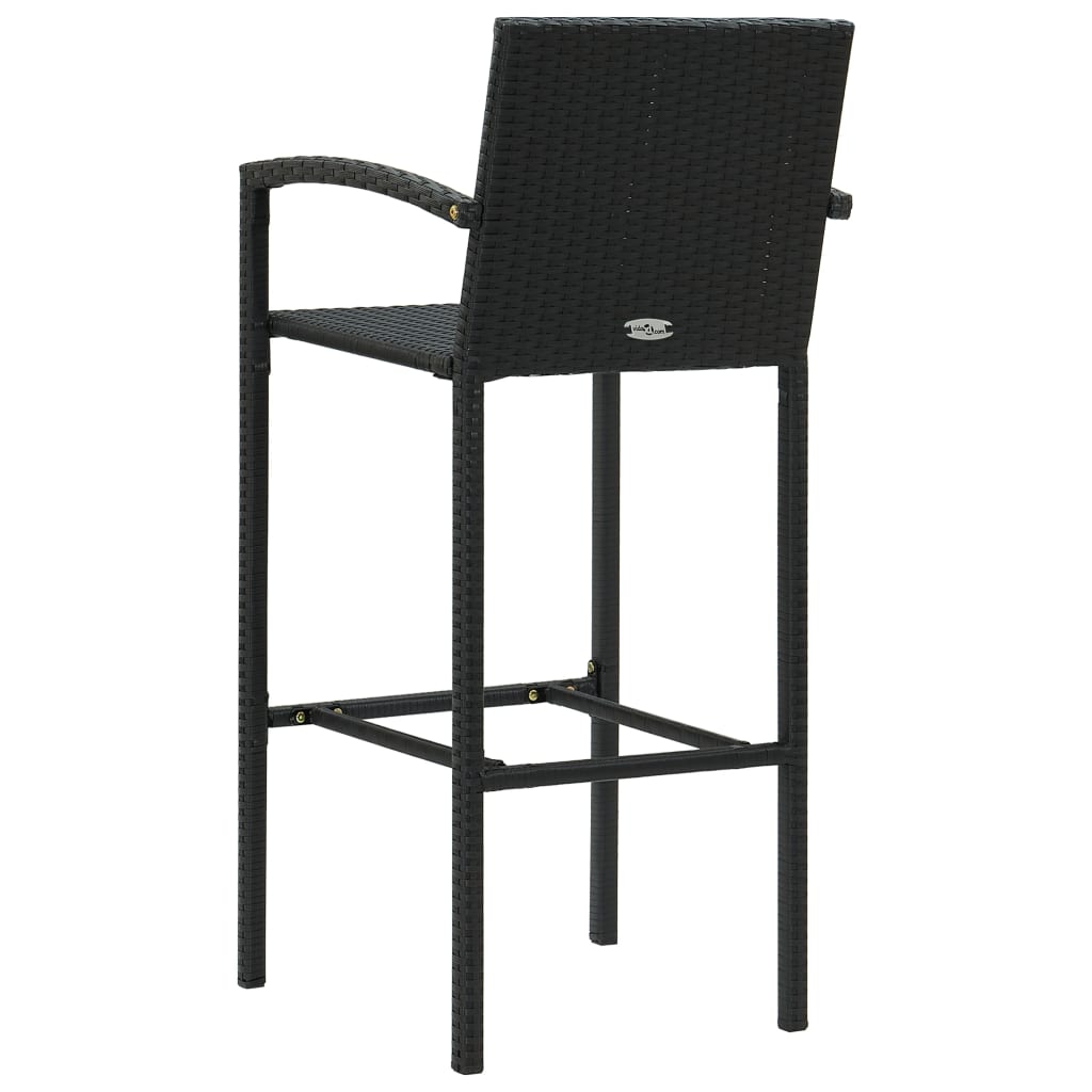 7-tlg. Gartenbar-Set Poly Rattan Schwarz