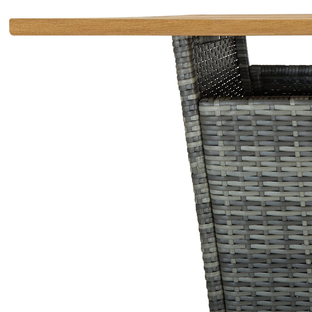 5-tlg. Gartenbar-Set mit Kissen Poly Rattan Grau