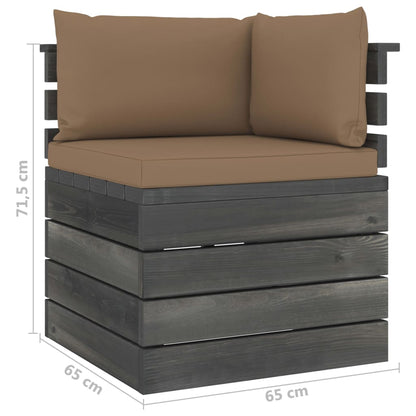 Garden pallet corner sofa with cushions pinewood