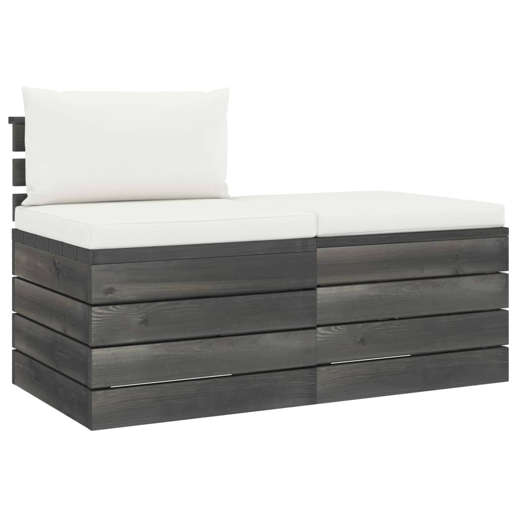 2 kom. Vrtna garnitura od paleta s jastucima od borovine