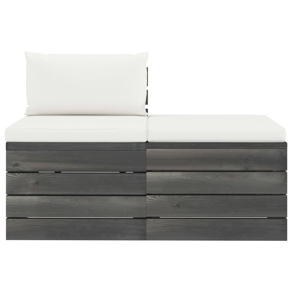 2 kom. Vrtna garnitura od paleta s jastucima od borovine