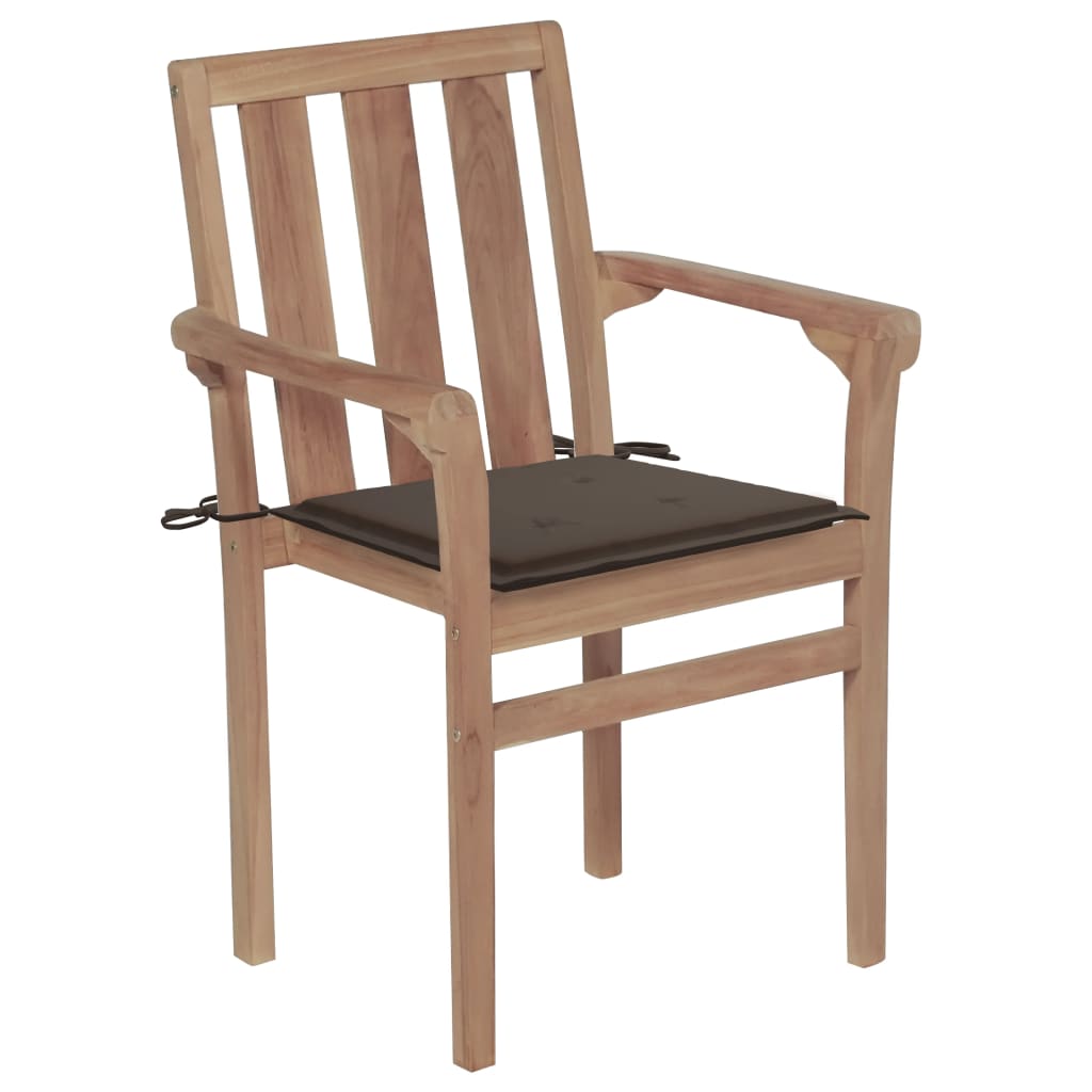 Garden chairs 2 pcs with taupe cushions teak solid wood