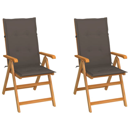 Garden chairs 2 pcs with taupe cushion solid teak wood