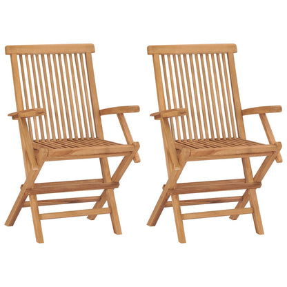 Garden chairs with black cushions 2 pcs. Solid teak wood