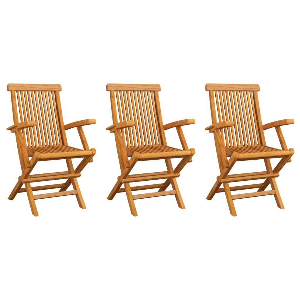 Garden chairs with taupe cushions 3 pcs. Solid teak wood