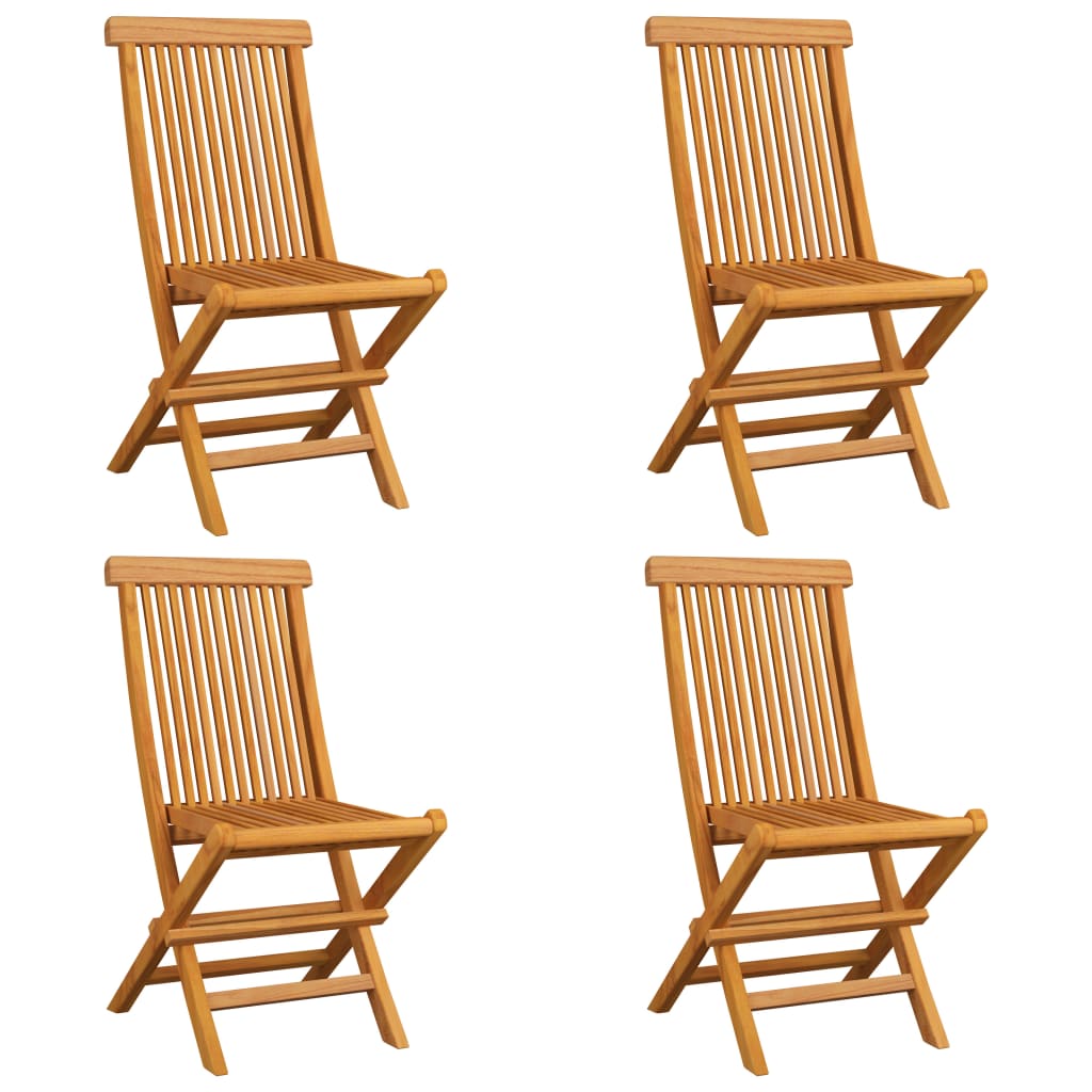 Garden chairs with beige cushions 4 pcs. Solid teak wood