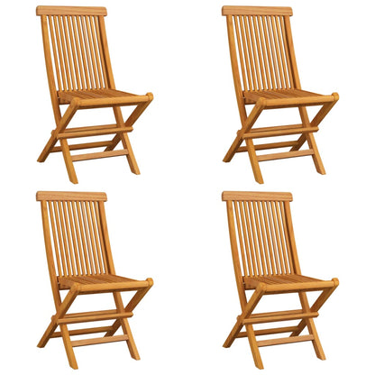 Garden chairs with beige cushions 4 pcs. Solid teak wood